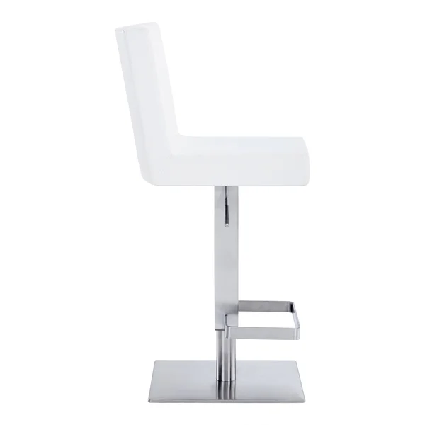 Leatherette Swivel Barstool with Adjustable Height, White