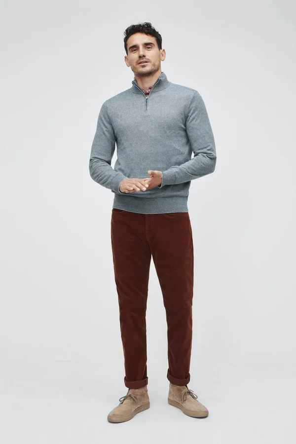 Washable Cotton Cashmere Half-Zip Sweater Slim for Men by Bonobos - Green Feeder Stripe - XXL