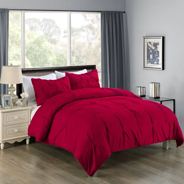 Lotus Home Water and Stain Resistant Pintuck Microfiber Comforter Mini Set - Size: King, Fig