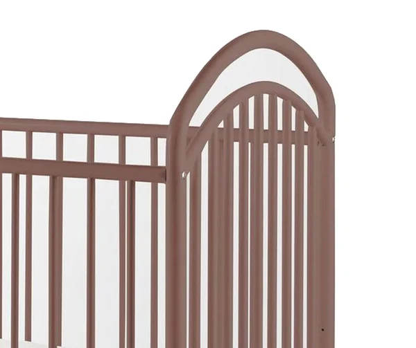 Benzara BM204120 Metal 3 in 1 Full Size Twin Arched Crib with Grid Details Dark Brown