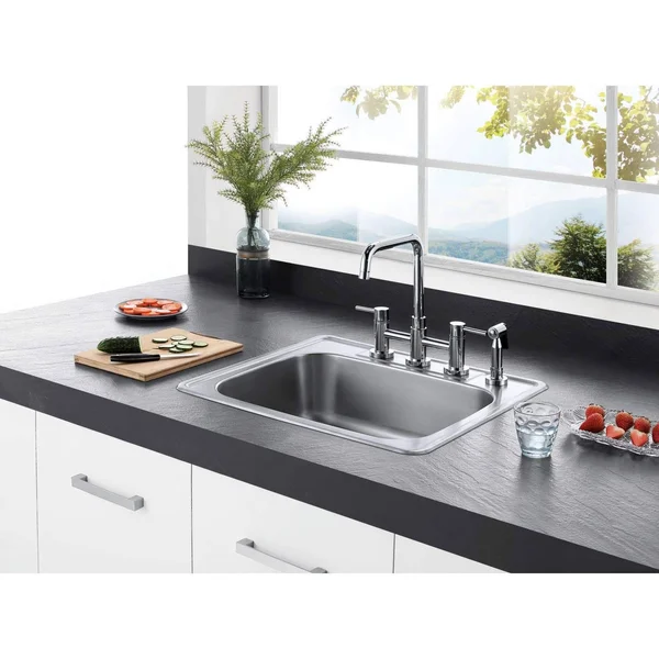 Kingston Brass GKTS252210 Gourmetier Studio Brushed Nickel Self Rimming Single Bowl Sink