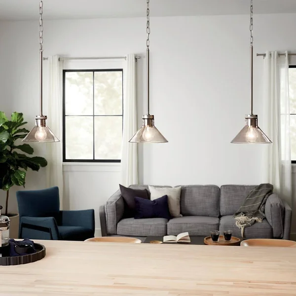Kichler Sley Brushed Nickel Modern/Contemporary Tinted Glass Cone Mini Pendant Light - 82332
