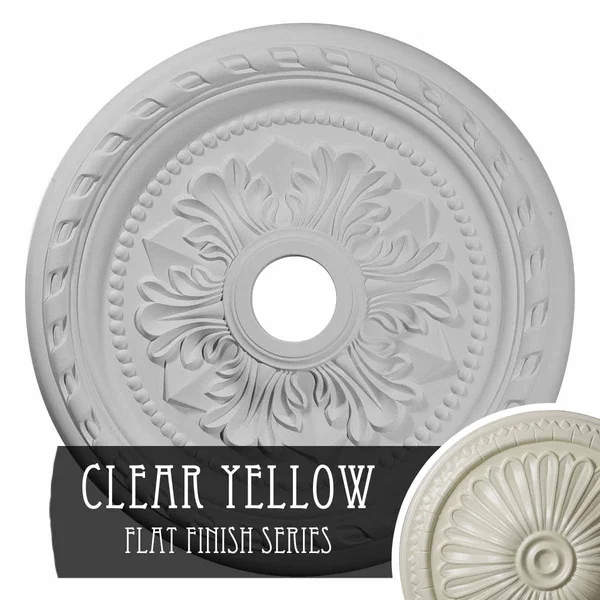 23 5/8x22OD x 3 5/8x22ID x 1 5/8x22P Palmetto Ceiling Medallion (Fits Canopies Up to 3 5/8x22), Hand-Painted Clear Yellow