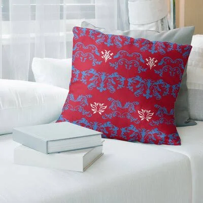 Houston Throwback Football Baroque Square Pillow Cover East Urban Home Color: Burgundy/Blue/White, Size: 18x22 x 18