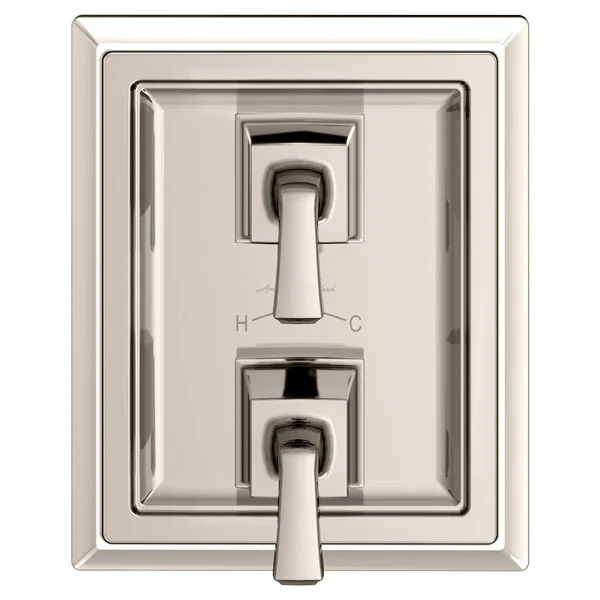 American Standard T455740.013 Town Square S Two-Handle Thermostat Shower Valve Trim Kit, Polished Nickel