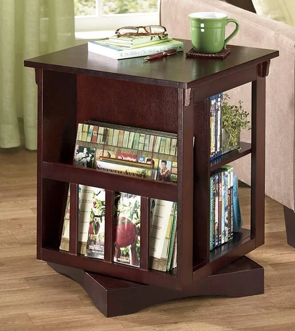 Seventh Avenue Revolving End Table, Walnut, Composite