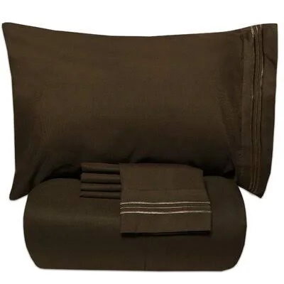 Henri Luxury Alternative Comforter Set Charlton Home Color: Chocolate, Size: Twin Comforter + 3 Additional Pieces