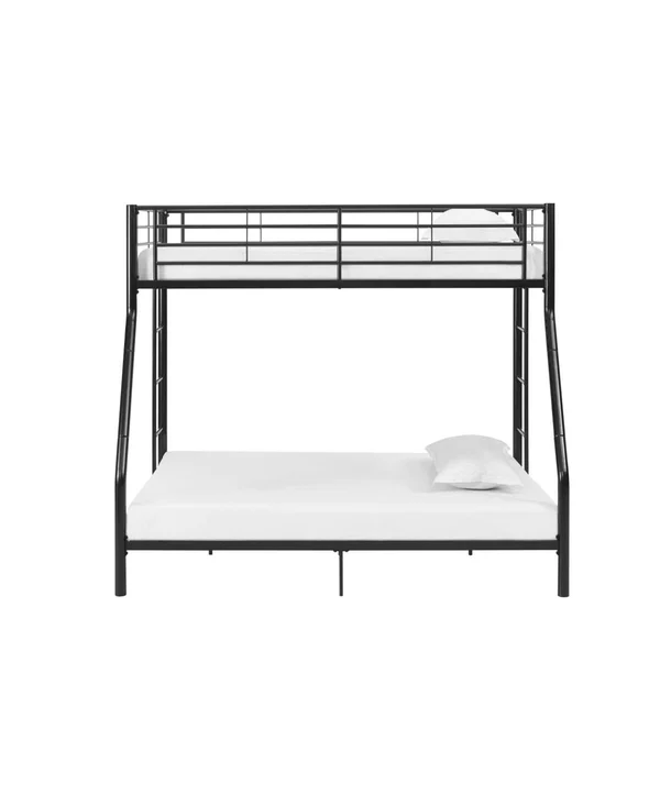 Premium Metal Twin Over Full Bunk Bed - Black - Black