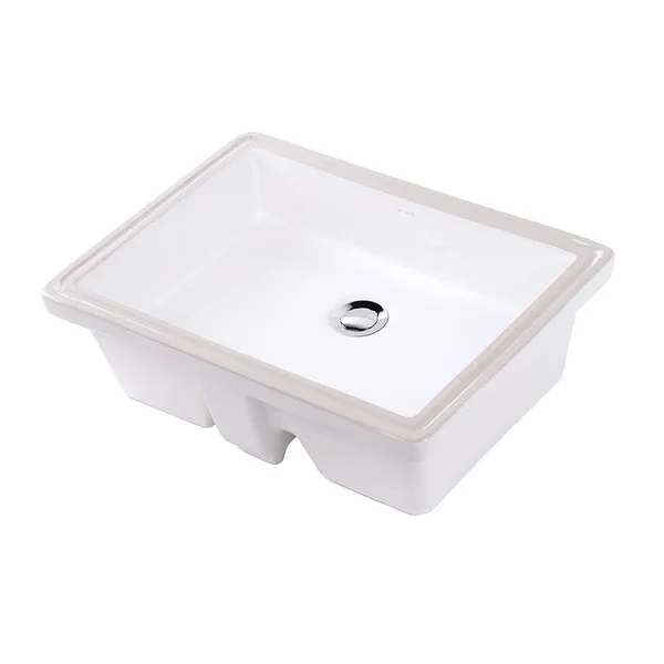 Lacava 5452UN-001 White Rectangular Undermount Bathroom Sink with Overflow