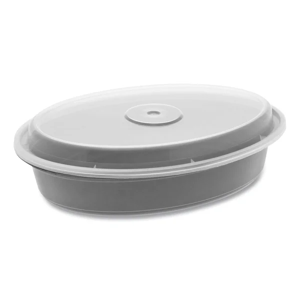 Pactiv - VERSAtainer Containers, Oval, 9.1 x 6.7 x 1.9, Black/Clear, 150/Carton, OC32B