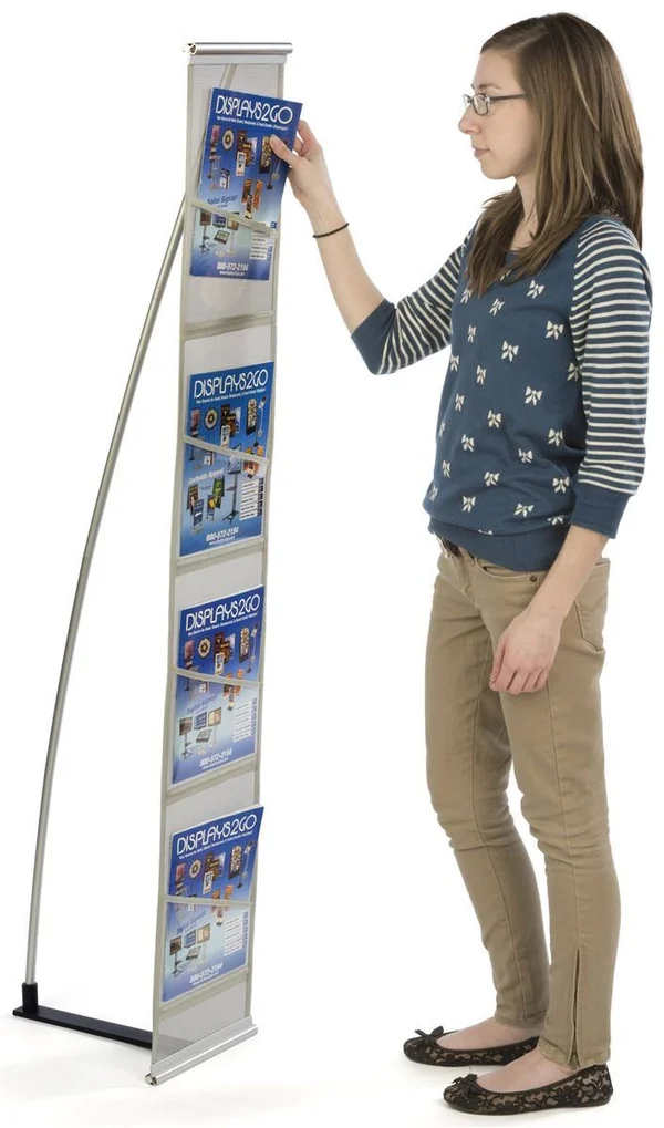 Trade Show Magazine Literature Rack, Portable, Floor Standing, Carry Bag (4 Pocket)
