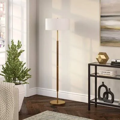 Vidalia 62x22 Floor Lamp Wade Logan Base Finish: Rustic Oak/Brass