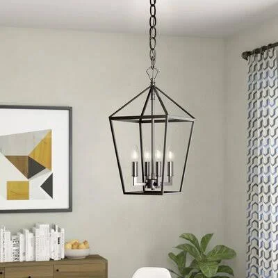 Waldwick 4 - Light Lantern Geometric Pendant Wrought Studio Size: 22.5x22 H x 16x22 W x 16x22 D