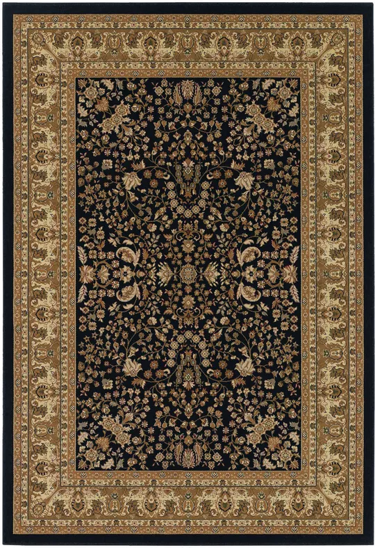 Couristan Izmir Floral Mashhad Black Area Rug - 7&10x22 x 11&2x22
