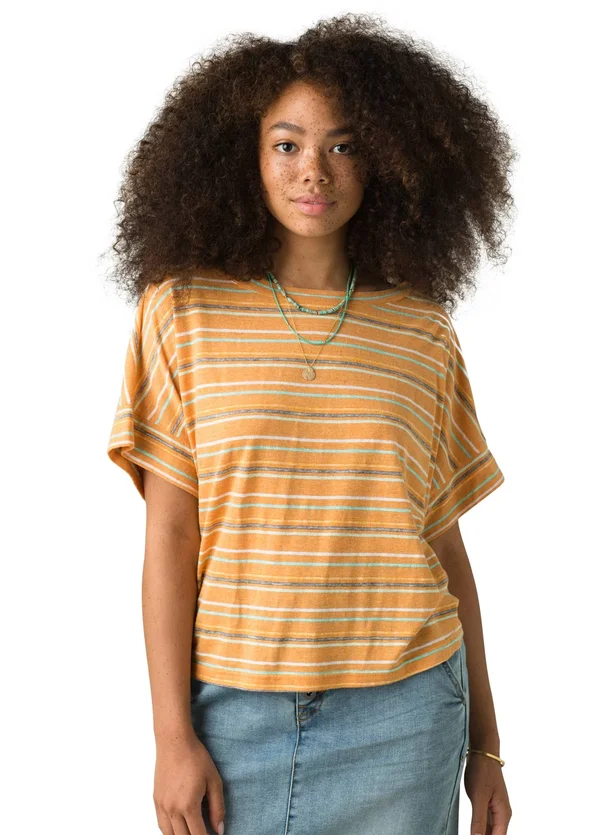 Prana - Women's Vosky Top, Butterscotch Stripe, Small