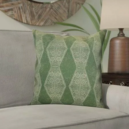 Bungalow Rose Soluri Pyramid Striped Geometric Throw Pillow - Green