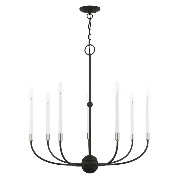 Livex Lighting-46067-04-Clairmont - 7 Light Chandelier Black/Brushed