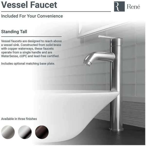 Rene R2-5010-B-R9-7001 Biscuit Porcelain Vessel Sink with Vessel Faucet and Vessel Pop-Up Drain - Antique Bronze
