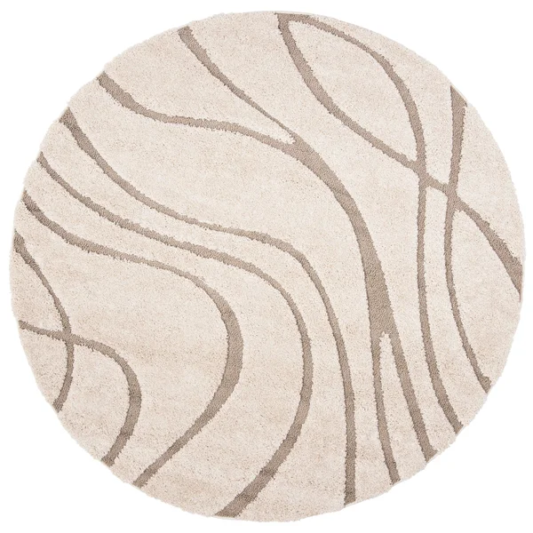 Safavieh Florida Shag Sigtraud Abstract Waves 1.2-inch Thick Rug - 11& x 15& - Ivory/Black