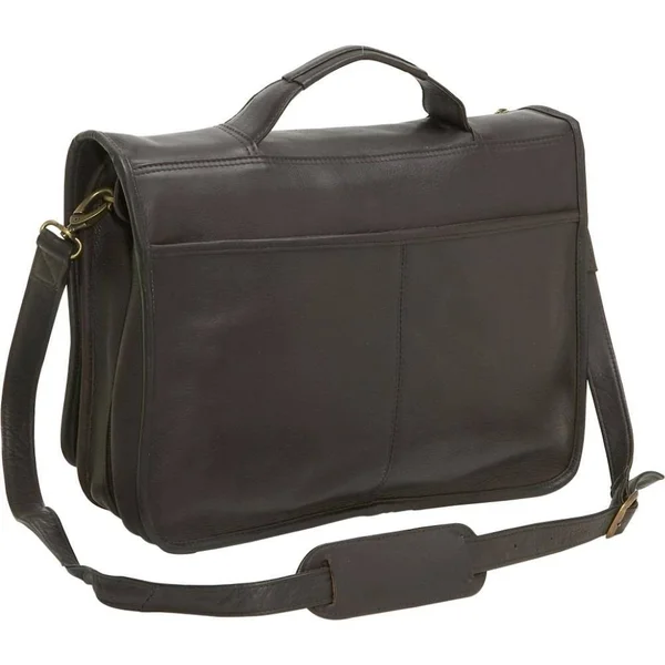 Le Donne Leather Expandable Messenger - Black