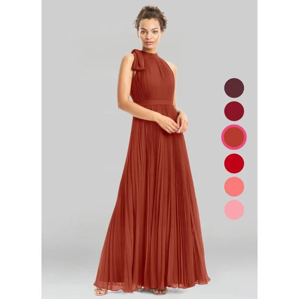 Azazie A-Line/Princess Halter Floor-Length Chiffon Bridesmaid Dresses - Rust