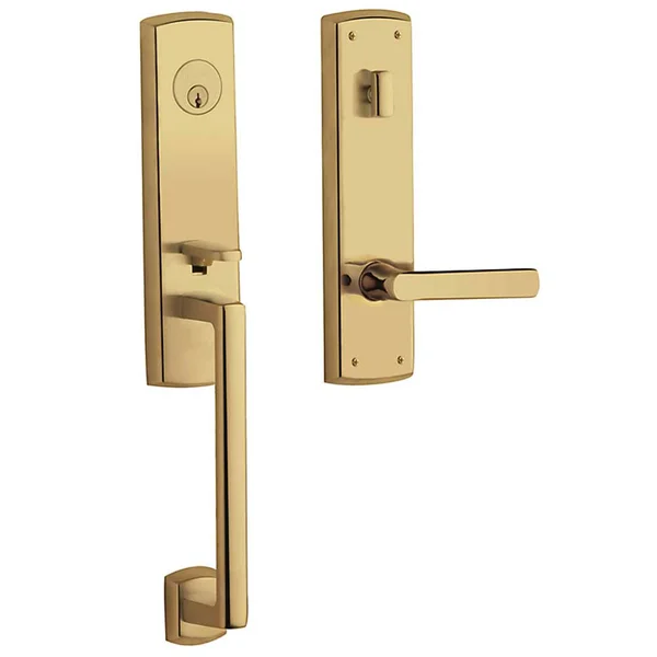 Baldwin 85387 Lent Soho Single Cylinder Entry Set, Lifetime Polished Brass