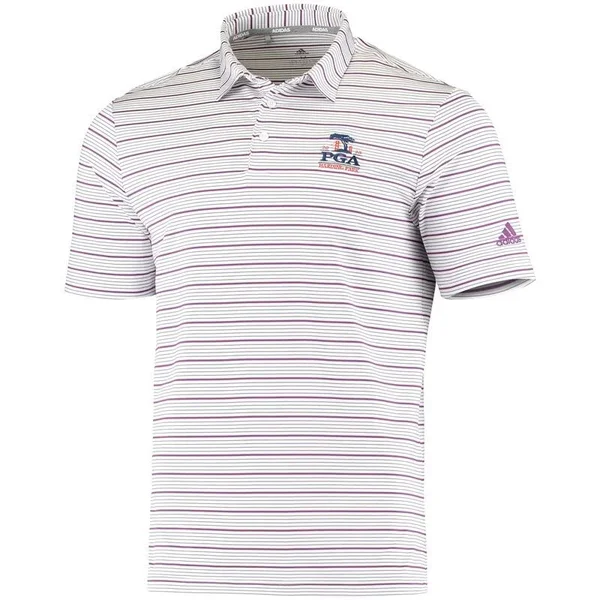 Adidas Ultimate365 Pencil Stripe Polo White/Tech Purple/Glory Purple
