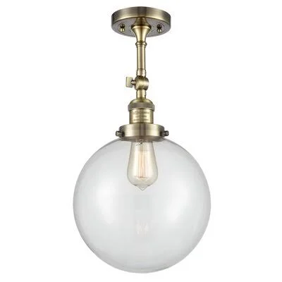 Caudillo 1-Light 10x22 Semi Flush Mount Beachcrest Home Fixture Finish: Satin Gold - Shade Color: Clear, Bulb Type: 60 Watt Vinta