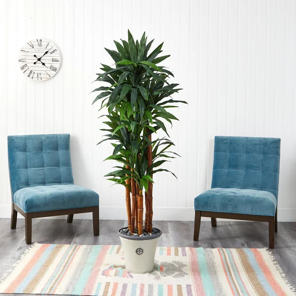Nearly Natural 69 inch Dracaena Artificial Tree in Decorative Planter