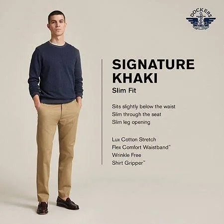 Dockers Men's Slim Fit Signature Khaki Lux Cotton Stretch Pants