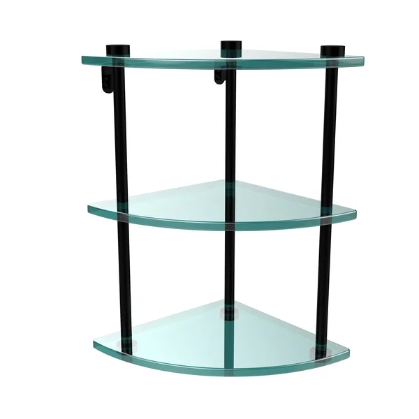 Allied Brass Glass Three-Tier Corner Shelf Black Matte