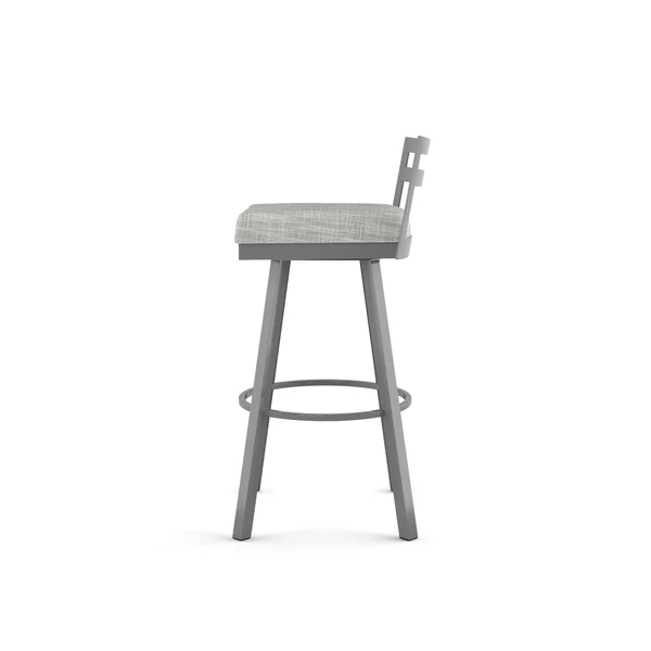 Amisco Derek Swivel Counter Stool - Black Faux Leather/Glossy Grey Metal