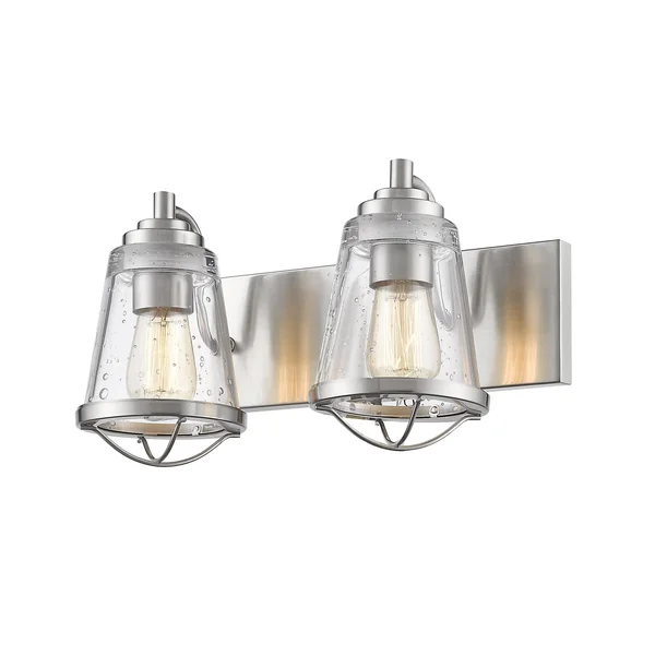 Avery Home Lighting Mariner Brushed Nickel 2 Light Vanity, 7.625 inches x 16 inches x 8.875 inches