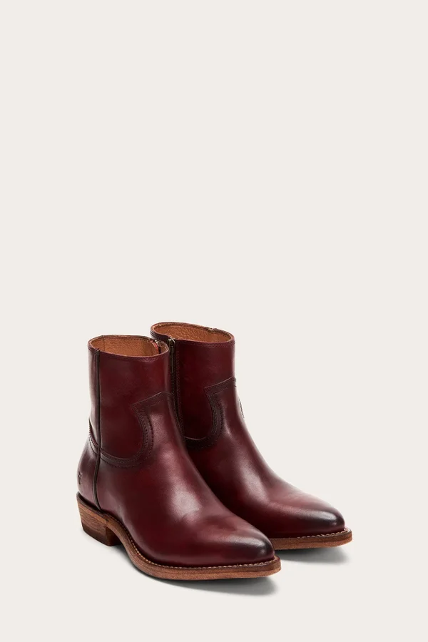 Frye Billy Inside Zip Leather Bootie 8.5 - Red