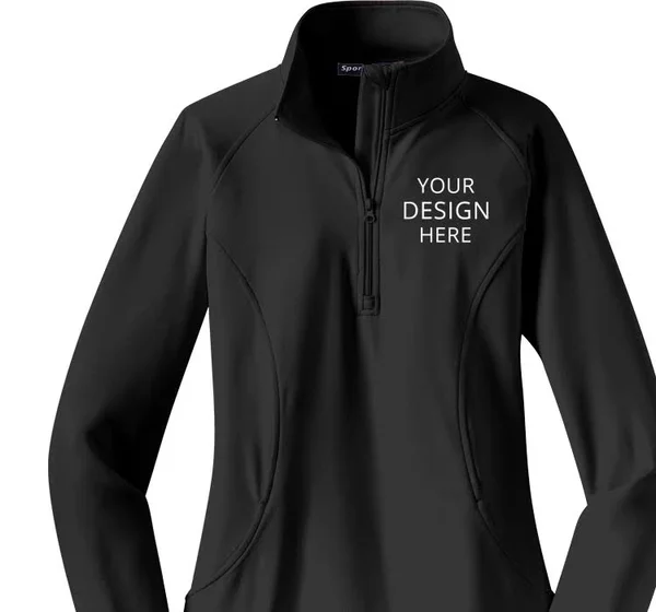 Custom Printed Sport - Tek Women's Ladies Sport-wick? Stretch 1/2-Zip Pullover - Size: Xs, Black