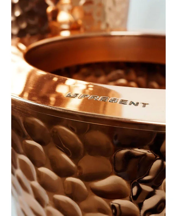 Le Present J256 Stainless Steel Cone Hammered Copper Planter - Hammered Copper - 36 x 14 x 14 in.