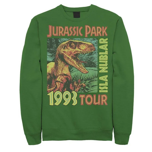 Men's Jusrassic Park Isla Nublar 1993 Tour Poster Sweatshirt, Size: XXL, Green