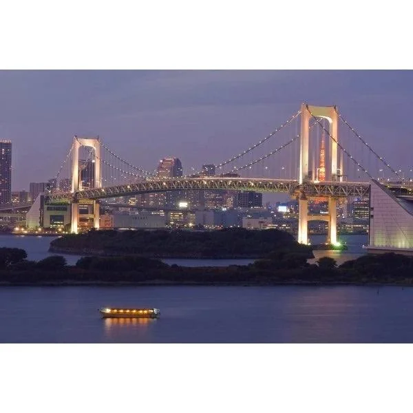 Easy Art Prints Rob Tilley's 'Rainbow Bridge at Dusk' Premium Canvas Art - 24 x 36 - Brazilian Barnwood Frame