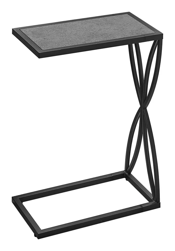 Monarch Specialties Accent Table - 25x22H - Grey Stone-Look, Black Metal