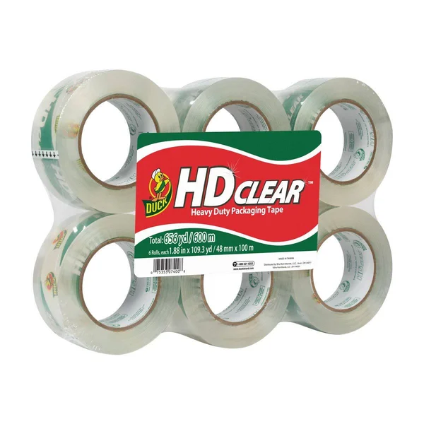 Duck HD Clear Heavy Duty Packaging Tape Refill, 6 Rolls, 1.88 inch x 109.3 Yard, 299016