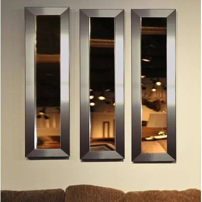 Wrought Studio 3 Piece Wanneroo Petite Panels Modern and Contemporary Mirror Set, Silver