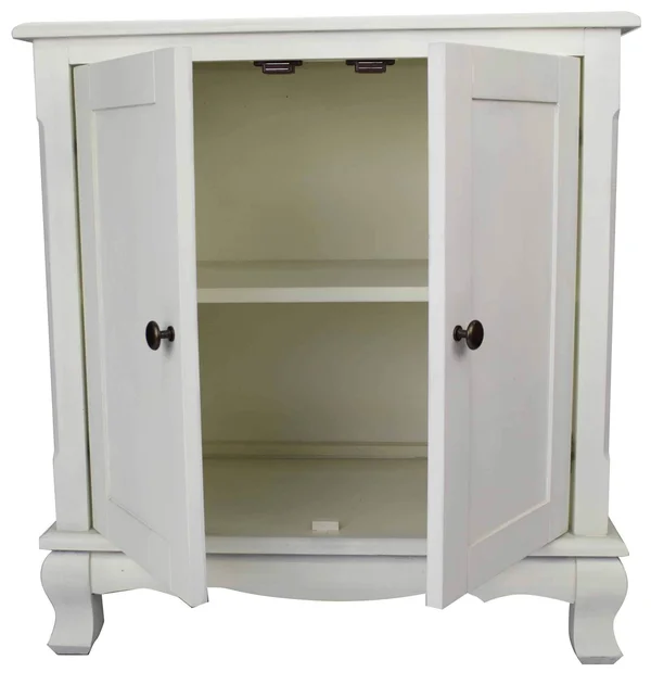 White Wood Sideboard with 2 Doors and A Shelf