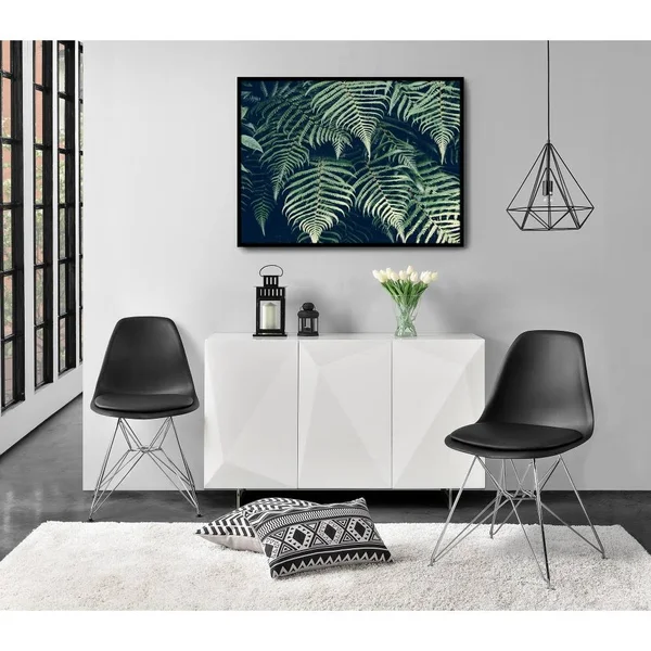 DHP Mid Century Modern Molded Chair with Upholstered SEAT, Set of 2, Black