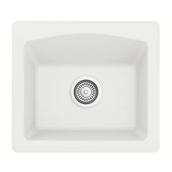 Karran Drop-In or Undermount Quartz Single Bowl Kitchen Sink - White
