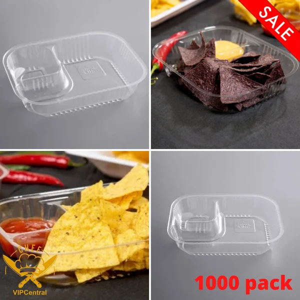 Carnival King Large Two Compartment Plastic Nacho Tray - 500/Case