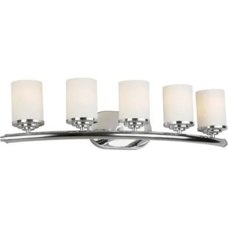 Huntington 5-Light Vanity Light Latitude Run Finish - Shade Finish: Chrome, Satin Opal
