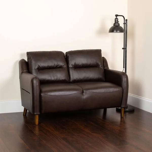 Lancaster Home LeatherSoft Loveseat, Size: Brown