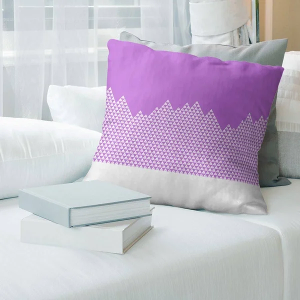 Night Mountain Pattern Throw Pillow - 18 x 18 - Violet - Linen