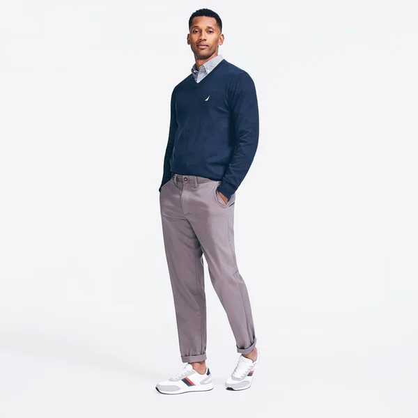 Nautica Men's Classic Fit Wrinkle-Resistant Deck Pant Blue Yonder Heather - 38x32