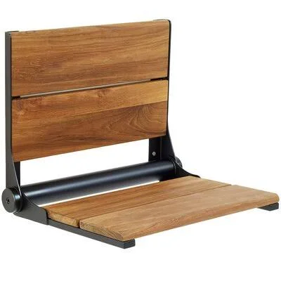 Elcoma LLTK18MB Life Line Contour Wood Shower Seat, Color: Stainless Steel, Size: 16x22 H x 26x22 W x 16x22 D Color: Matte Blac